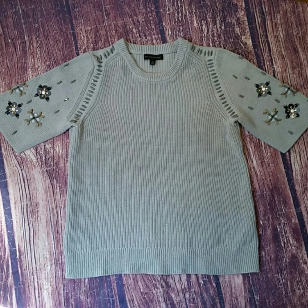 Banana Republic Gray Embellished Crew Neck Sweater - Picture 3 of 6